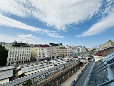 Naschmarkt-Living | Exklusive Maisonette mit Terrasse, Panoramablick &amp; Wintergarten !