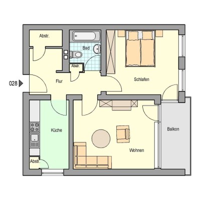 Helle 2-Zimmer Wohnung im 6. OG mit Balkon in Siegburg