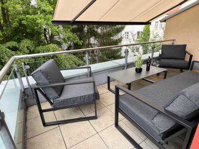 Sehr schöne möblierte Maisonettewohnung mit Dachterrasse, ruhig und zentral, eigene Tiefgarage
