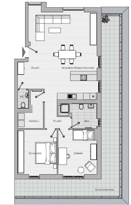 Penthaus: moderne 3-Zimmer-Wohnung in Hargesheim mit Balkon und Tiefgaragenstellplatz