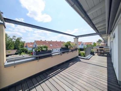 Wohnen über den Dächern: Stilvolle 2-Zimmer-Wohnung mit Süd- & Nordterrasse in bester Allacher Lage