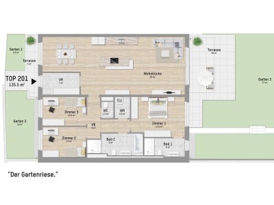 Grüne Oase mitten in der Stadt. 4-Zimmer Traum mit 135 m² und 100 m² Garten in Aspern. Gleich einziehen.