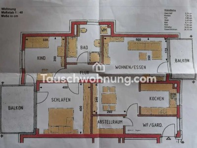 Tauschwohnung: 3 Zi. in EM Top f. Pendler, suchen min.5 Zimmer