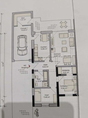 1050 € - 87 m² - 3.0 Zi.