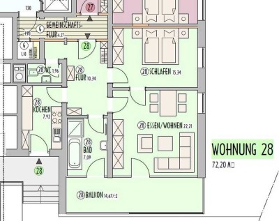 Moderne 2,5-Zimmer EG-Wohnung mit EBK, Balkon, WC, Kellerabteil in Wassertrüdingen