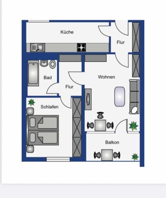Vollständig renovierte Wohnung mit eineinhalb Zimmern und Balkon in Monheim
