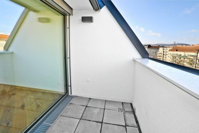 Herbstaktion: Exklusiver DG-Luxus – 2-Zimmer-Wohnung mit Außenfläche & Fernblick nahe Alszeile