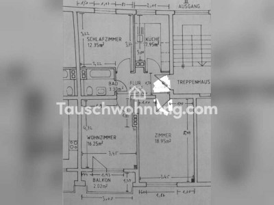 Tauschwohnung: Sanierte, gut geschnittene 3-Zimmerwohnung, praktische Lage