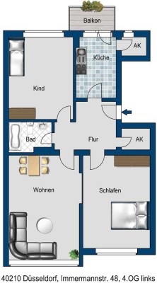 Mittendrin: 3-Zimmer-Wohnung auf der Immermannstraße