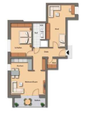 hochwertige 3 Zi. Wohnung - 92 qm - Tiefgarage - Aufzug