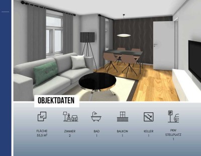 Erstbzg. n. indvdl. Neuausbau d. Whg.! Ruhig.2 Z.-Whg. / BLK./ Parkett NEU/ Bad NEU/ Maler & Stlpl.!