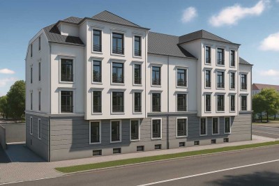 Traumausblick mitten in der City! 2-Zimmer-Wohnung m. Balkon und TG-Platz / Neubau - Erstbezug