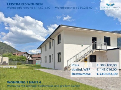 Sofort bezugsfertig: Wohnbaugeförderte, fantastische Gartenwohnung im Neubau