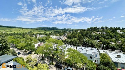 Atemberaubender Panoramablick – luxuriöse 3,5-Zimmer-Dachgeschosswohnung mit 96 m² Dachterrasse, einzigartigem Wohngefühl im grünen Döbling