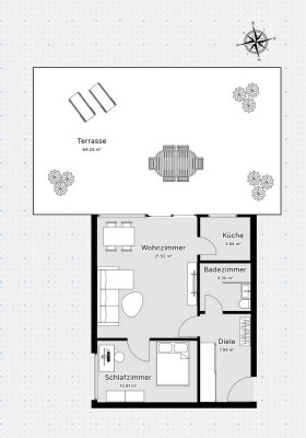Erstbezug! Helle 2-Zi. Whg. mit EBK und großer Dachterrasse mit Blick ins Grüne - Weßling
