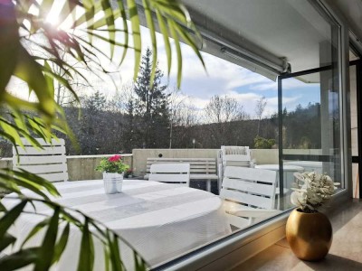 Stilvolle 1,5-Zimmer-Terrassenwohnung mit Terrasse und EBK in Sigmaringen, teilmöbliliert (1 Person)