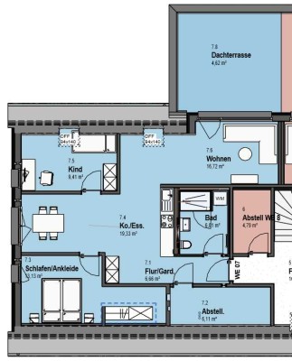 3-Zi-Dachgeschosswohnung im Erstbezug mit Fernblick (7-DG)
