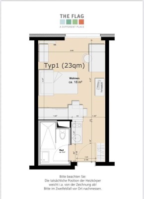 Nur für Studenten: Moderne 1-Zimmer Studentenwohnung im The Flag Leonardo
