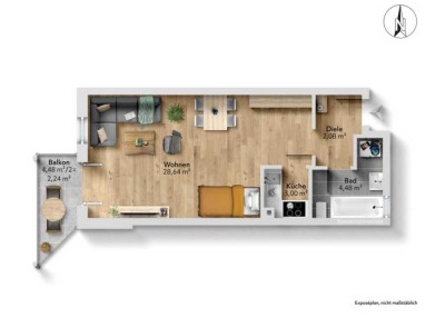 Schöne 1-Zimmer-Wohnung mit Balkon in Peißenberg