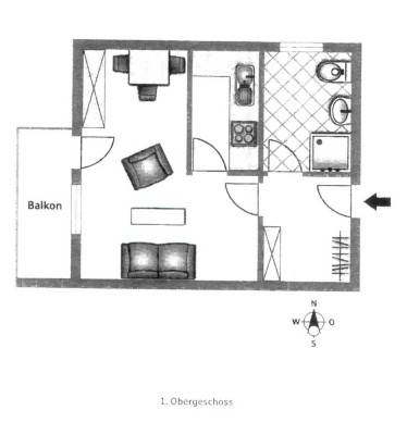 Komplett ausgestattete, neu renovierte 1-Zimmer-Wohnung mit Westbalkon – ab 01.01.