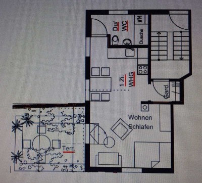 1-Zimmer Wohnung mit Balkon in Fellbach für eine Person