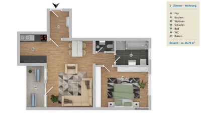 2-Zimmer-Wohnung mit  Balkon in Bad Waldsee
