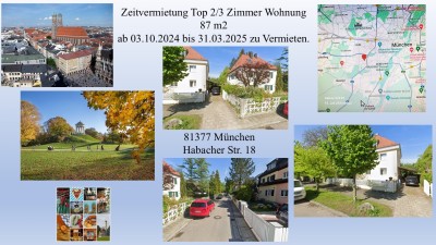 Zeitvermietung einer Top 2/3 Zimmer Wohnung 87 m2 im 1. OG  vom 03.10.2024 bis 31.03.2025