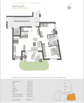 Neuwertige 3-Zimmer-Wohnung mit Balkon/Garten und Einbauküche in Ostfildern