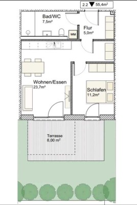 Exklusive, neuwertige 2-Raum-Terrassenwohnung mit gehobener Innenausstattung mit EBK in Bad Aibling