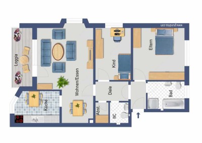 Freundliche und gepflegte 3-Zimmer-Wohnung mit Balkon in Paderborn