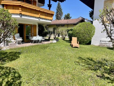 Terrassenwohnung im Ortsteil Garmisch in parkähnlicher Wohnanlage mit freiem Blick auf die Alpspitze
