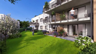 NEUBAU in Eggenstein: Barrierefreie  2-Zimmerwohnung mit Terrasse und eigenem Garten