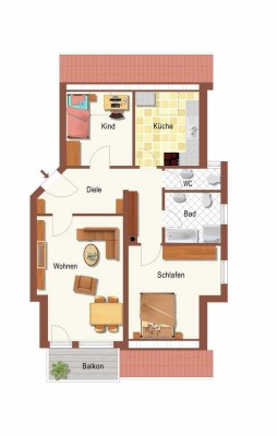 Niedriges Hausgeld und sofort bezugsfrei! ! 3-Zimmer-Wohnung, Balkon und zusätzliches Dachstudio.