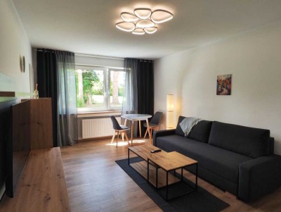 Erstbezug nach Sanierung: Vollmöblierte Geschmackvolle 1-Zimmer-EG-Wohnung mit geh. Innenausstattung