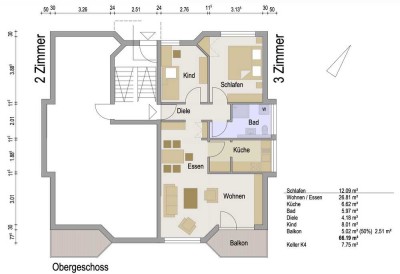 Attraktive 3-Zimmer Wohnung mit Balkon in Bensheim