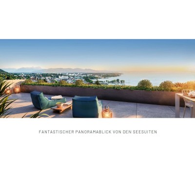 Penthouse "SeeSuite KONSTANZ" in Terrassenvilla m. idyllischem Panorama ü. Bodensee u. Bregenz; Lage 500m Luftlinie ins Stadtzentrum v. Bregenz