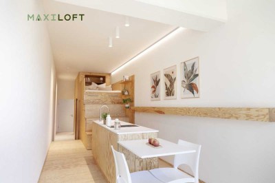 Voll möbliertes Designer-Loft mit Stadtblick, Erstbezug