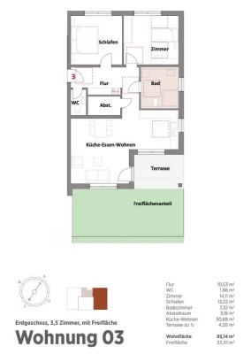 *Erstbezug* - 3,5 Zimmer mit Gartenanteil