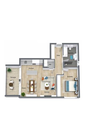 RUHIG & MODERN * 2-Zi WHG * 74QM WOHNOASE mit Terrasse uvm.