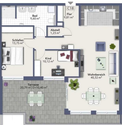 Exklusive neuwertige 3-Raum-Wohnung mit gehobener Ausstattung, überdachte Terasse, EBK in Langenau