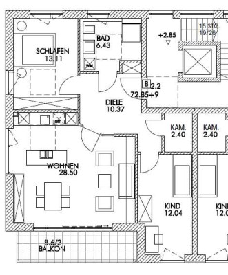 2.2 Moderne 3,5-Zimmer-Obergeschosswohnung als Neubau mit 2 Schlafzimmern und Balkon