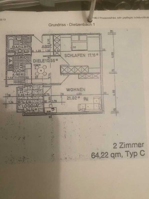 Helle  2,5 Zimmer-Wohnung mit Loggia in Dietzenbach