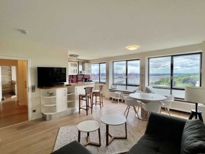 Möblierte 2-Zimmer-Wohnung mit Elbblick, Balkon & Tiefgarage