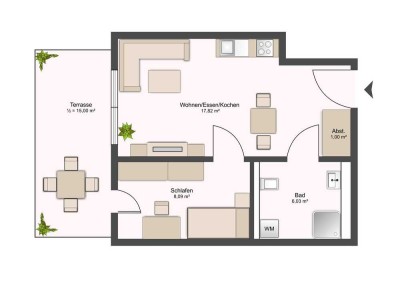 Erstbezug - 2-Zimmer-Wohnung mit Gartenanteil - Nr. 2