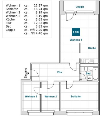 Aus 3 mach 4! Schöne 4 Zimmer Wohnung