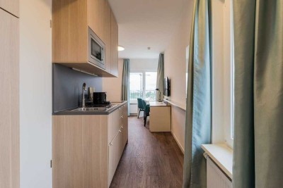 Bezugsfrei! Vollausgestattetes Neubau-Panorama Studio mit Concierge und Fitnessclub am Hauptbahnhof