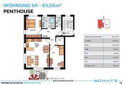 Exklusive 3-Zimmer Penthousewohnung mit Balkon