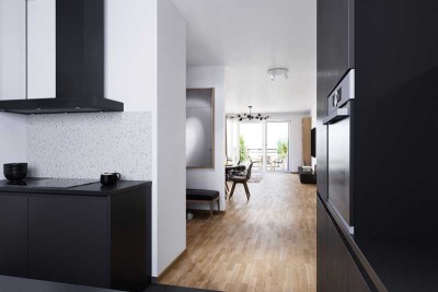 Elegante 3-Zimmer Wohnung mit Balkon und EBK in Neubauwohnensemble!