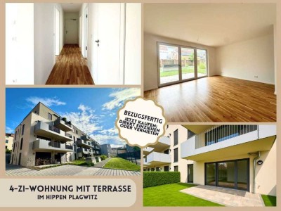 Bezugsfertig: 4-Zi-Wohnung mit Süd-Terrasse & Gartenanteil I Modern I Gäste-WC & HWR vorhanden
