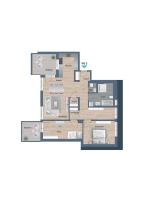 Moderne 3,5-Zimmer-Wohnung im Neubau – Ihr neues Zuhause im Dachgeschoss in Alfdorf! Wohnung Nr. 8